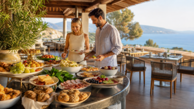 Vollpension im Hotel: Buffet mit drei Mahlzeiten [Bildinhalt mit KI erstellt]