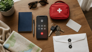 Notfall im Urlaub: Checkliste für Dokumente & Nummern [Bildinhalt mit KI erstellt]